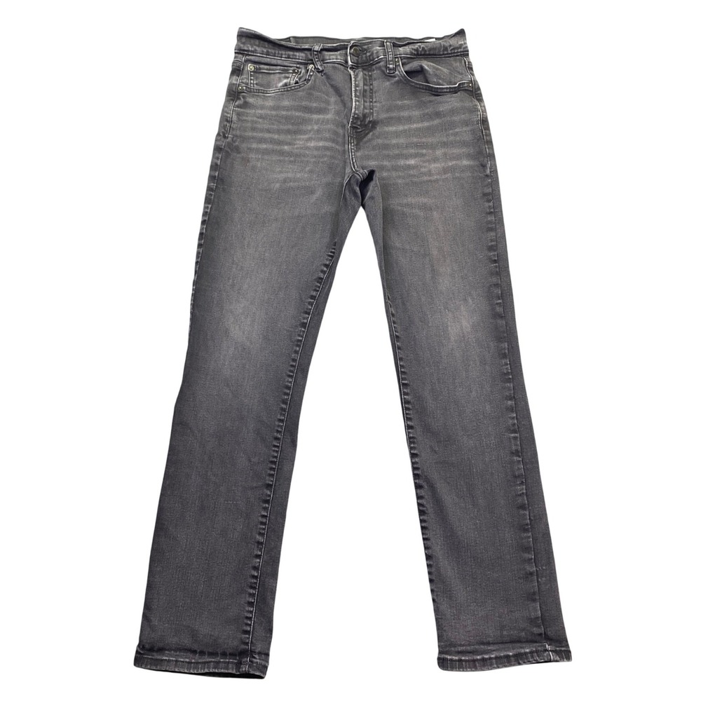 Lucky Brand 410 Athletic Straight Jeans Mens 32 Faded Black Denim Grunge Retro